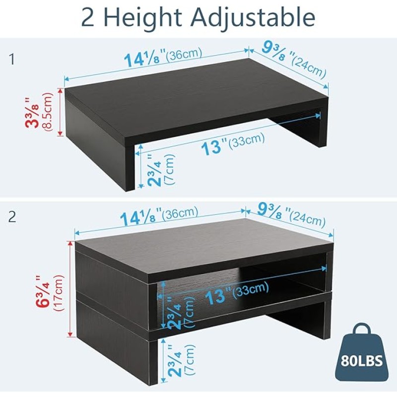 Monitor Stand Manufacturer - 2 Tier Black Desktop Organizer