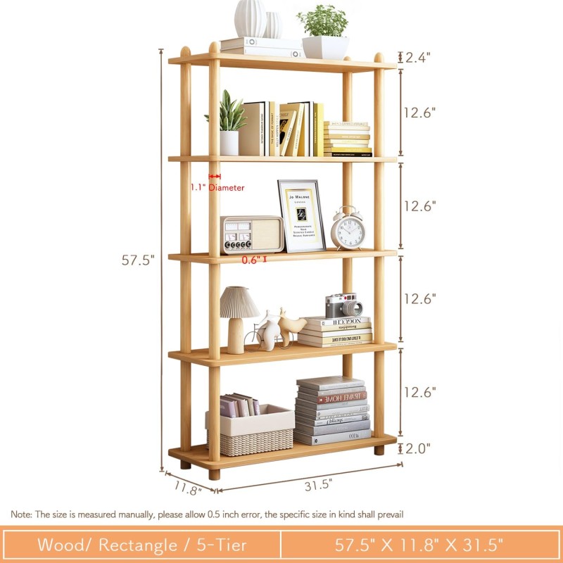 Bookcase Manufacturer - 5 Tier Modern Open Bookshelf