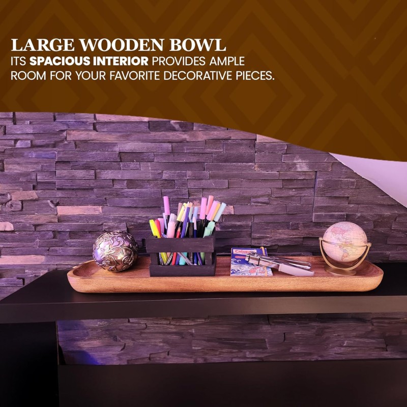 Dough Bowl Factory - 30x6x3 inch Hand Carved Solid Wood