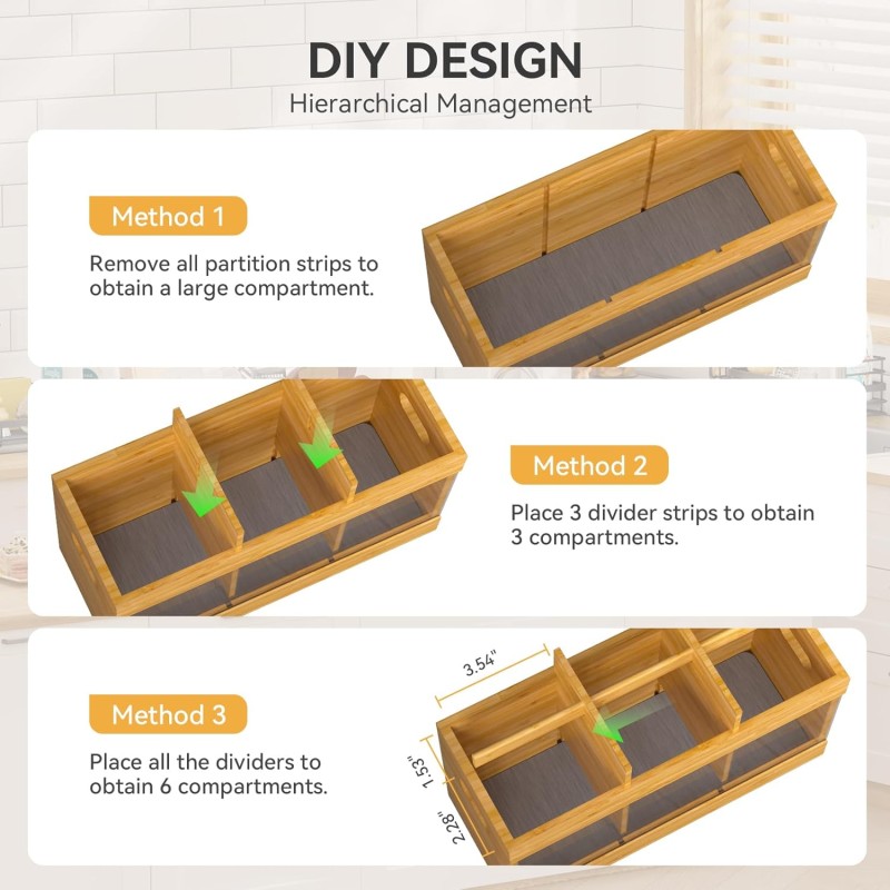Bamboo Cutlery Rack Supplier - 6 Grid Design Absorbent Drying