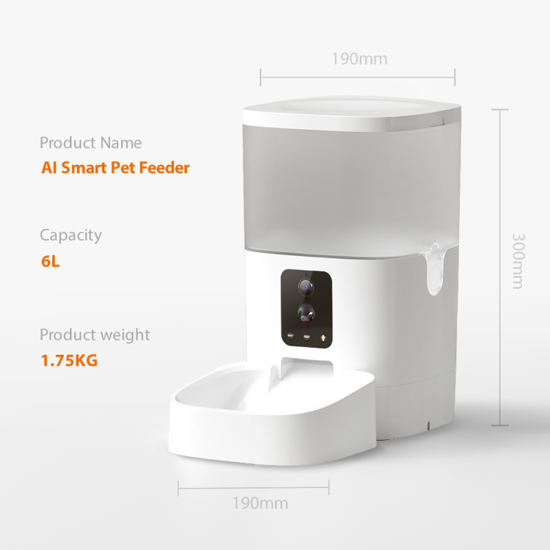 Smart Pet Feeder Supplier - OEM Ai 400W Camera 6L Smart Feeding