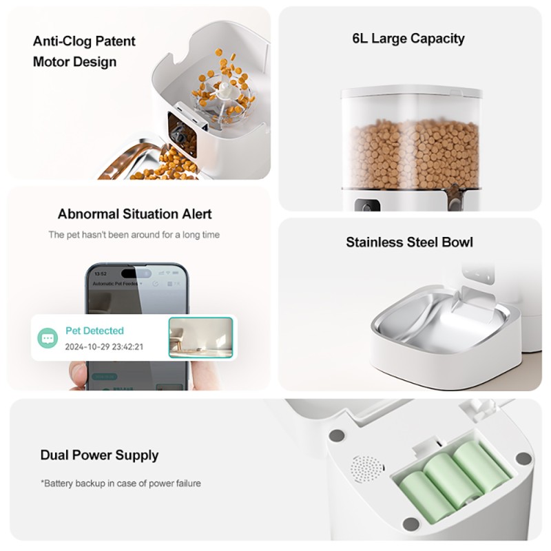 Automatic Pet Feeder Supplier - 6L Dual Camera Ai Recognition App