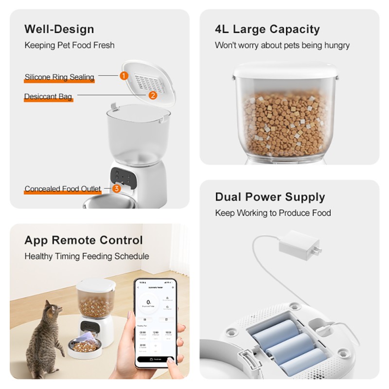 Automatic Pet Feeder Factory - New Arrival 4L Food Surplus Detection