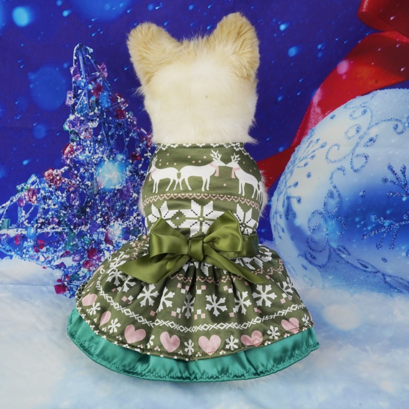 Pet Dress Manufacturer - Christmas Plaid Skirt with Bow Tie