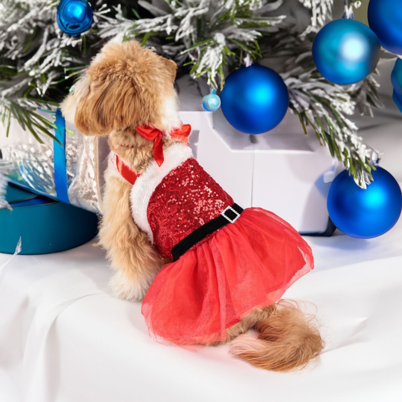 Dog Christmas Costume Supplier - Velvet Sequin Glitter Party