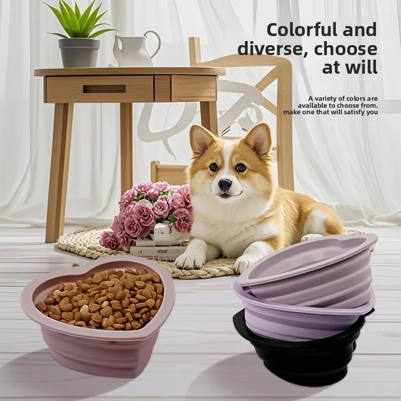 Pet Travel Bowl Supplier - Heart Shape Collapsible Portable