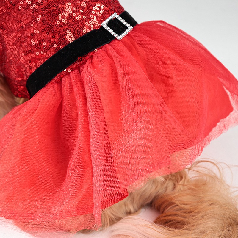 Dog Christmas Costume Supplier - Velvet Sequin Glitter Party