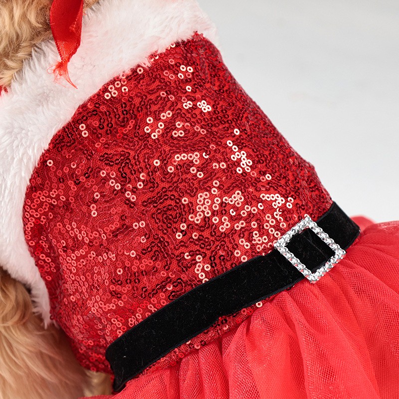 Dog Christmas Costume Supplier - Velvet Sequin Glitter Party