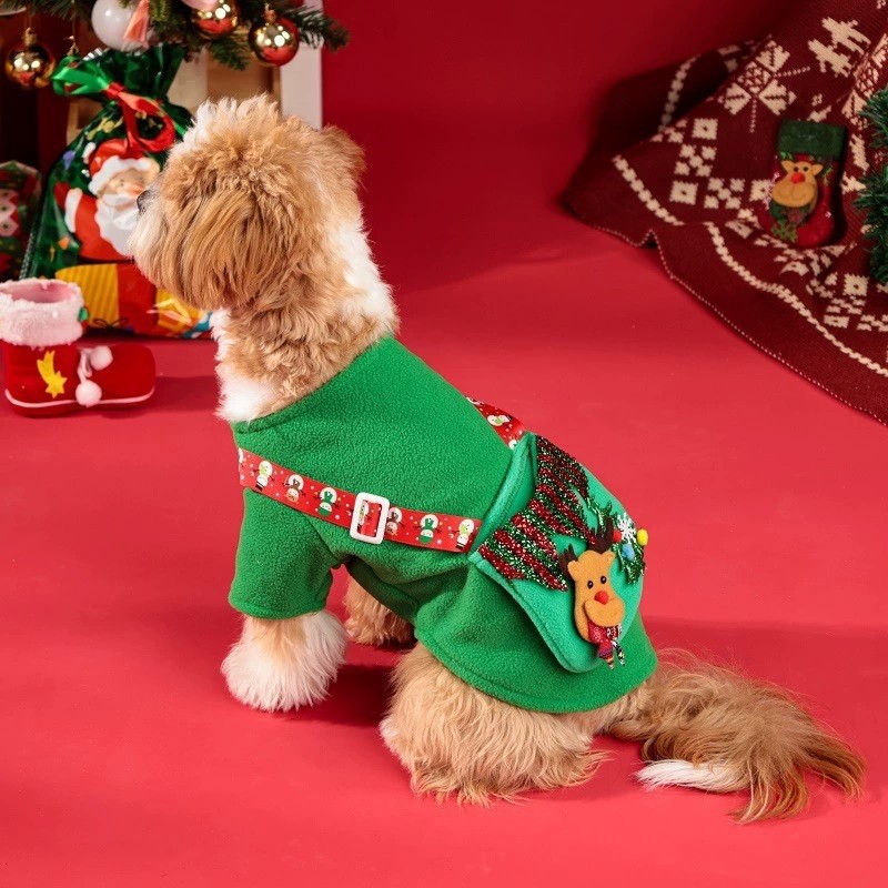 Pet Costume Supplier - Christmas T-shirt with Elk Backpack