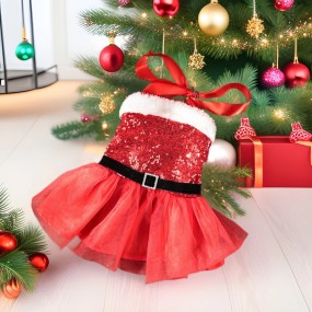 Dog Christmas Costume Supplier - Velvet Sequin Glitter Party