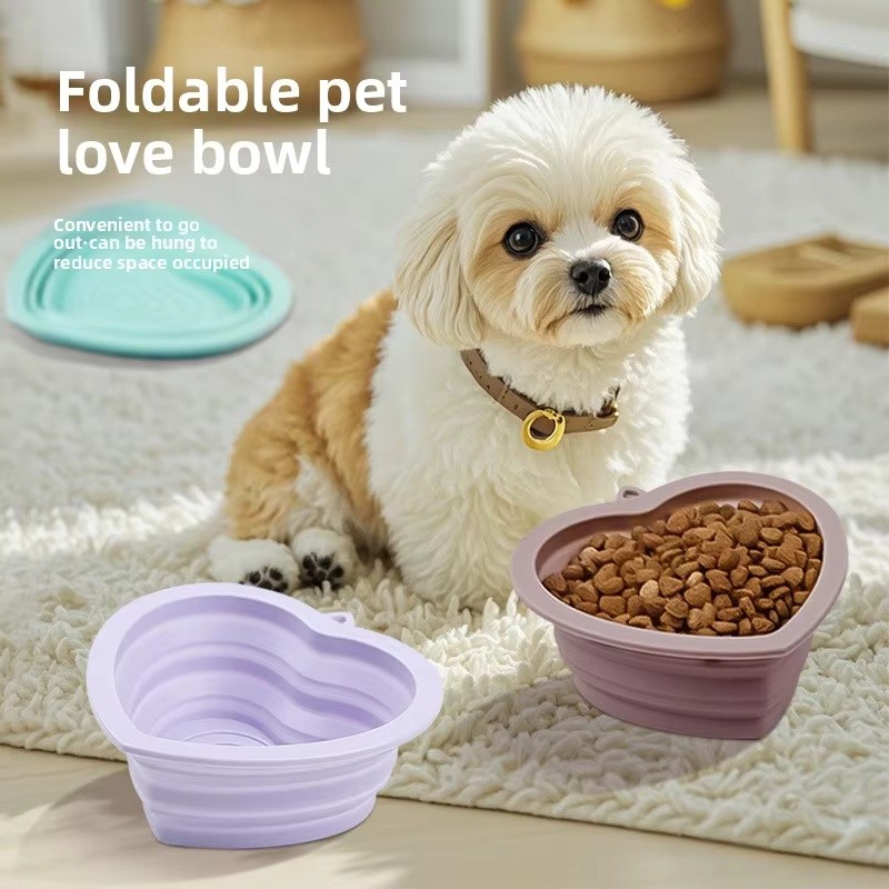 Pet Travel Bowl Supplier - Heart Shape Collapsible Portable