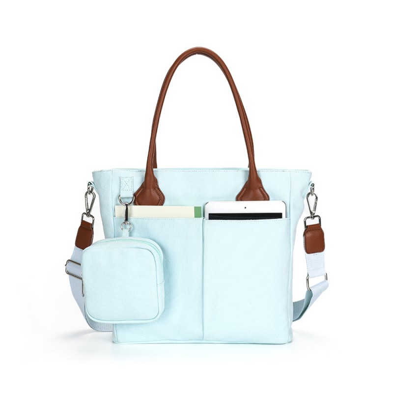 Tote Bag Supplier - Canvas Zipper Closure Leather Handle