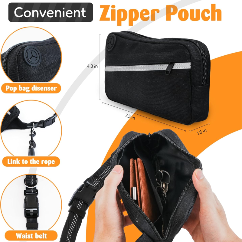 Dog Waist Leash Manufacturer - Heavy Duty Belt with Zipper Pouch
