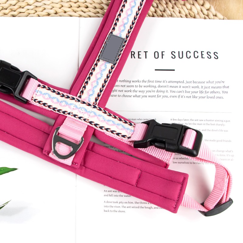 Pet Harness Set Manufacturer - Personalized Rose Red Nylon Vest