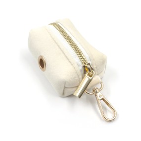 Dog Poop Bag Holder Supplier - Portable Velvet with Gold Zipper