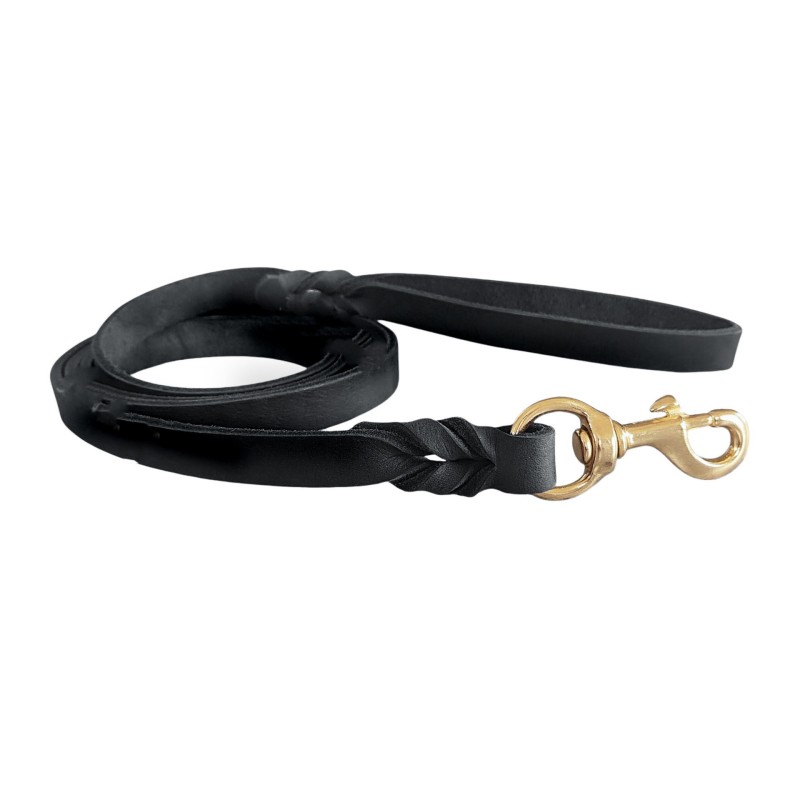 Leather Dog Leash Supplier - Full-Grain Brass Hook Stylish