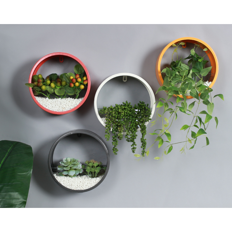 Metal Wall Pot Supplier - Iron Round Fiber Glass Garden