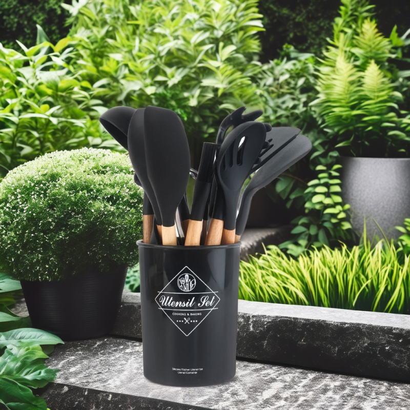 Cooking Utensils Set Factory - Non-Stick Silicone Wood Handle