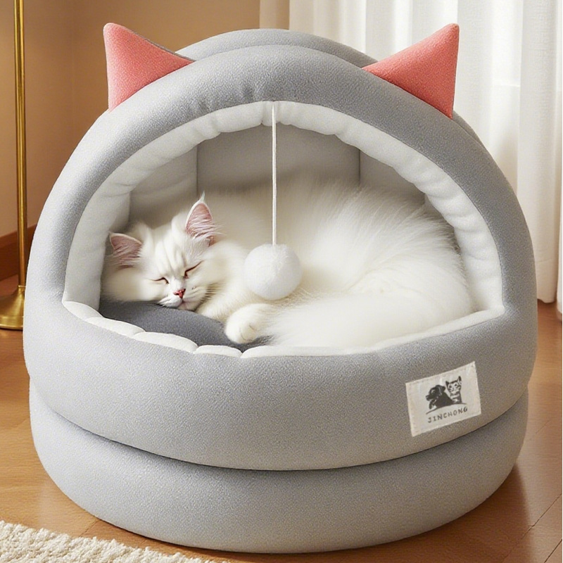 Cat Bed Supplier - Winter Warm Semi-Enclosed All-Season Mat Solid Pattern