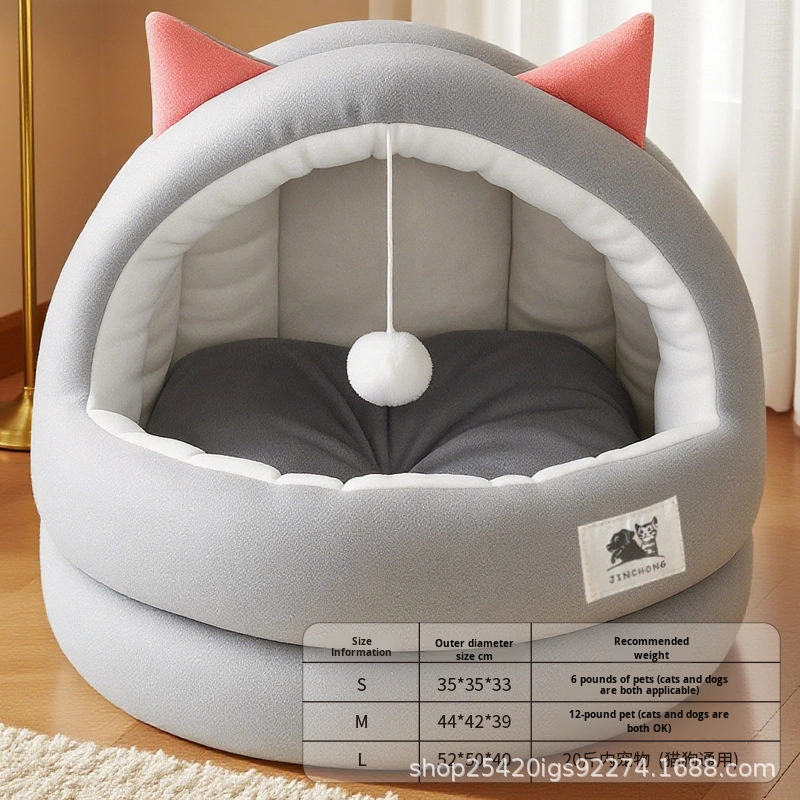 Cat Bed Supplier - Winter Warm Semi-Enclosed All-Season Mat Solid Pattern