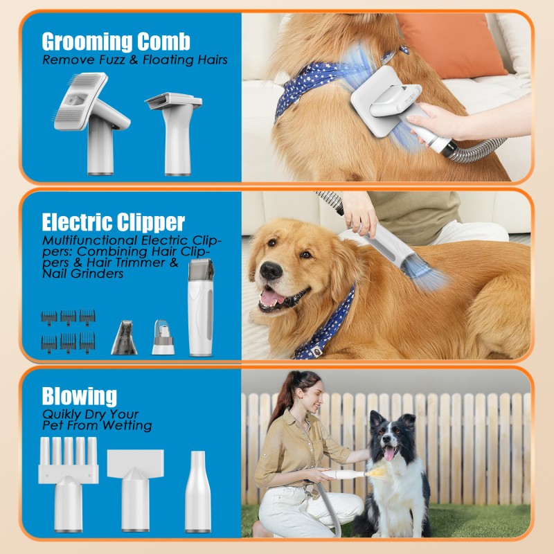 Pet Vacuum Cleaner Supplier - All-In-One Portable Battery Powered Low Noise Grooming