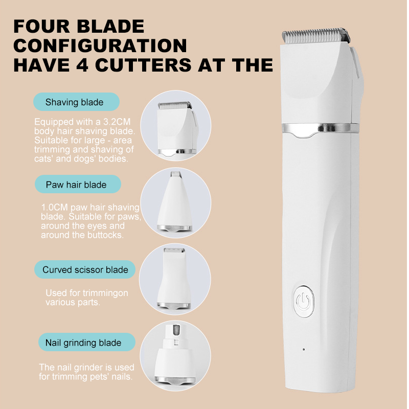 Pet Hair Trimmer Manufacturer - Hot Sale 4 in 1 USB Rechargeable Grooming Kit