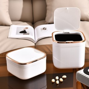 Desktop Trash Bin Manufacturer - Mini Light Luxury Plastic Table Storage Barrel
