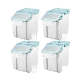 Rice Storage Container Supplier - Blue 55 Lbs with Wheels Leak-Proof PP