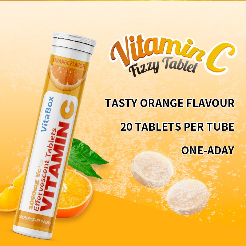 Vitamin C Effervescent Tablets Manufacturer - Blood Orange Flavor 1000mg