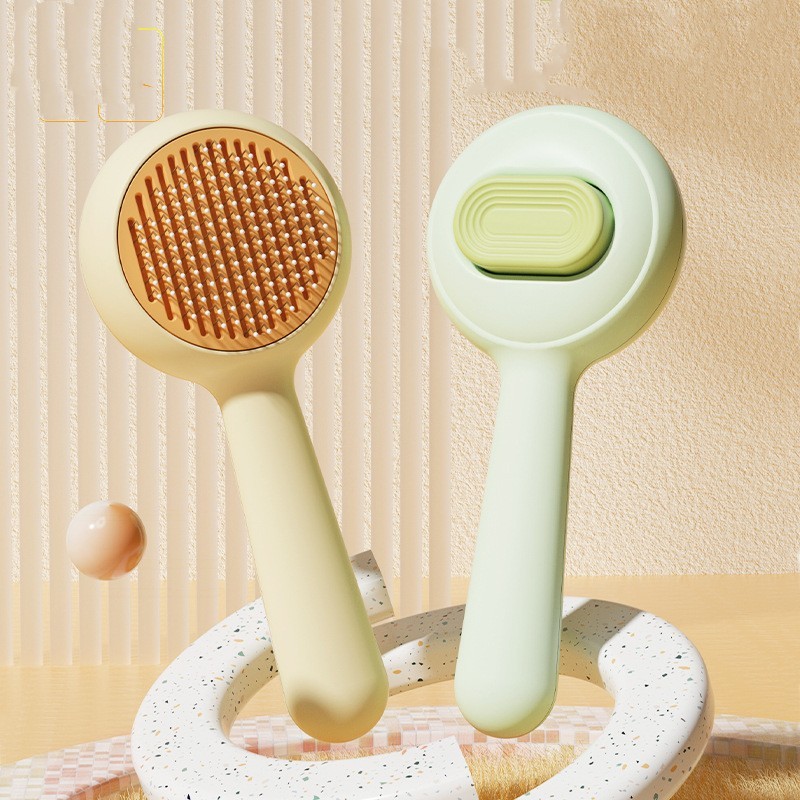 Pet Slicker Brush Manufacturer - Sun Flower Cute Automatic Telescopic Hair Remove