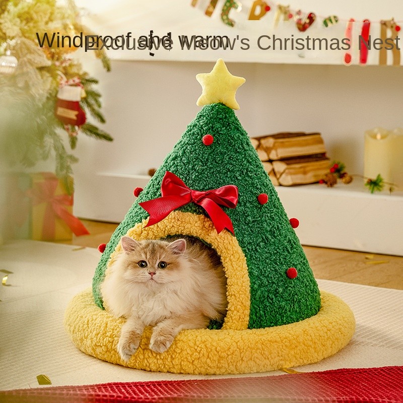 Cat Nest Factory - New Christmas Winter Warm Deep Sleep Semi Enclosed