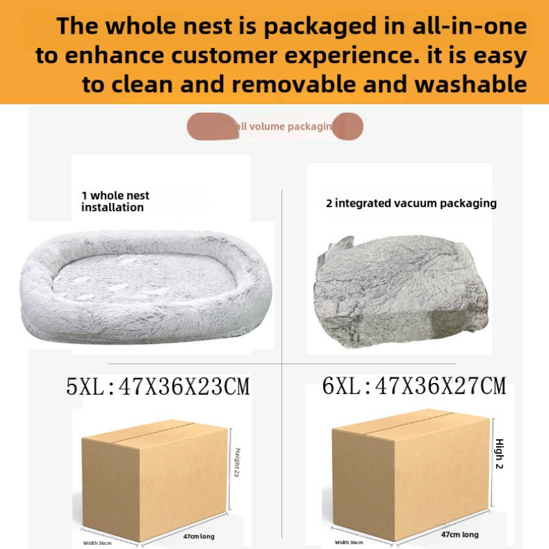 Giant Dog Bed Factory - Large XL Warm Plush Round Sponge Breathable