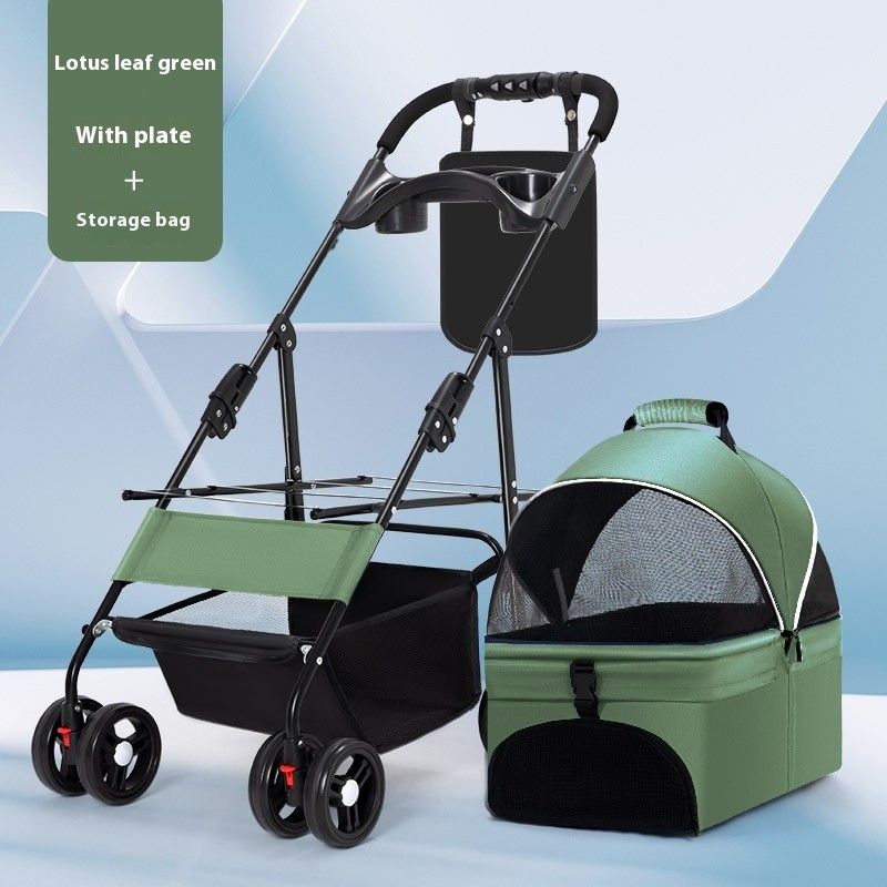 Pet Stroller Manufacturer - Luxury 4 Wheels Portable Folding Dog Trolley