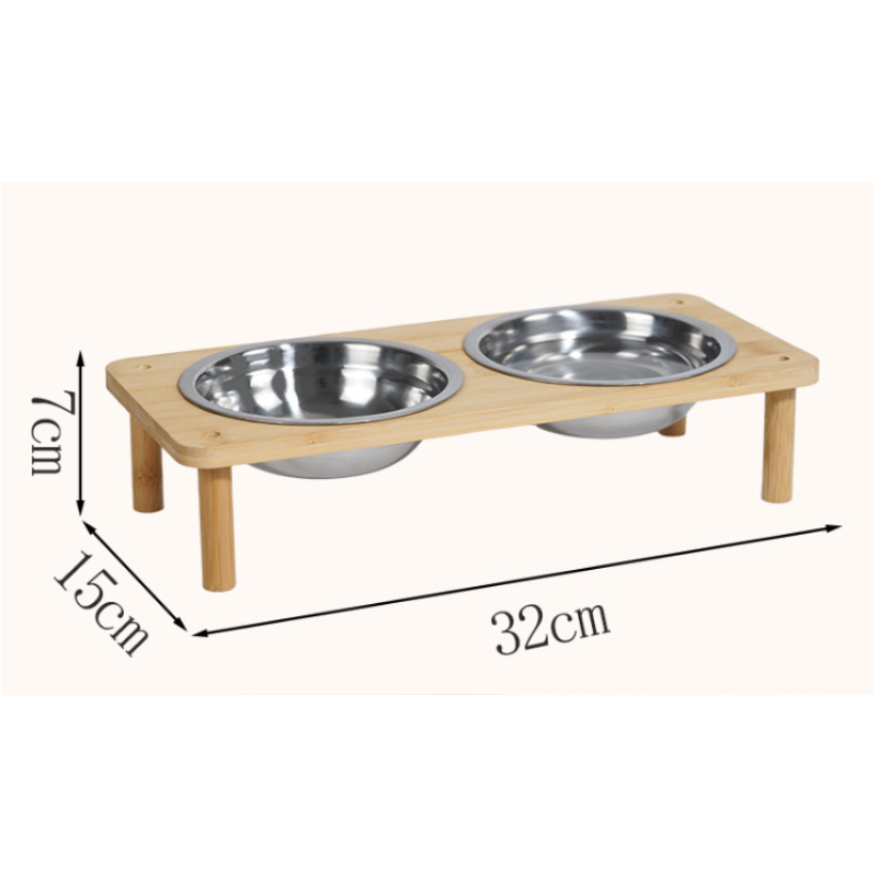 Elevated Cat Feeder Supplier - Stylish Portable Bamboo with Stainless Steel Bowl