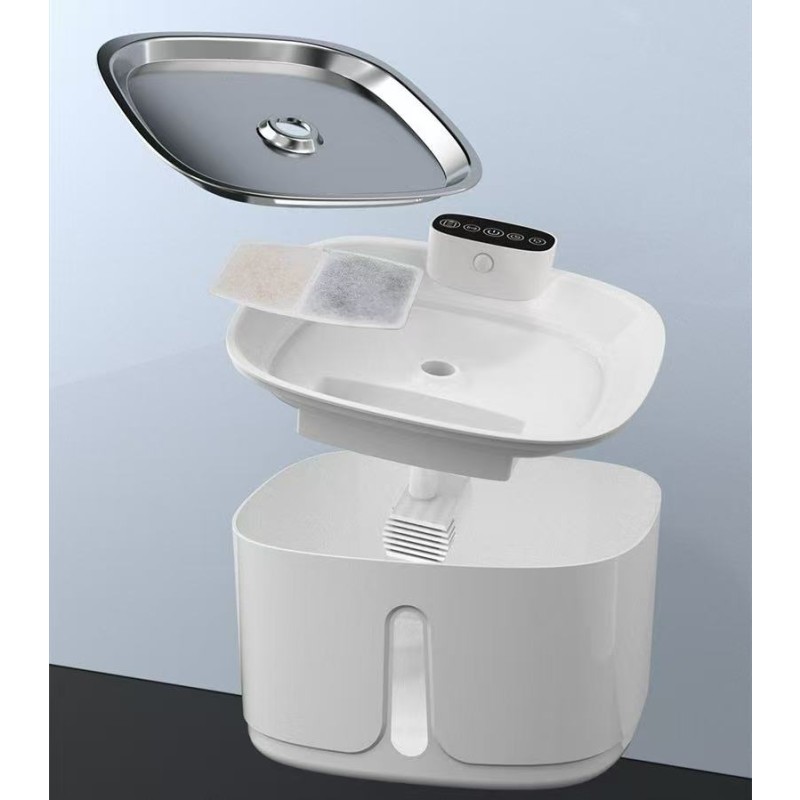 Pet Water Fountain Manufacturer - Stainless Steel USB Rechargeable Inductive 3.2L Filtered