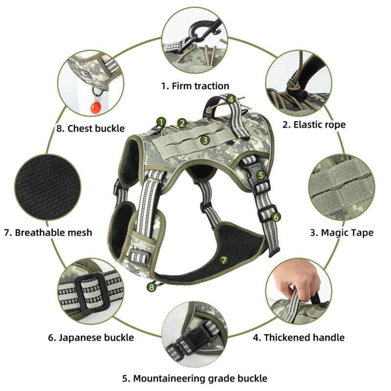 Dog Harness Supplier - PU Mesh Reflective Tactical Fashion Sport Pouches Compatible