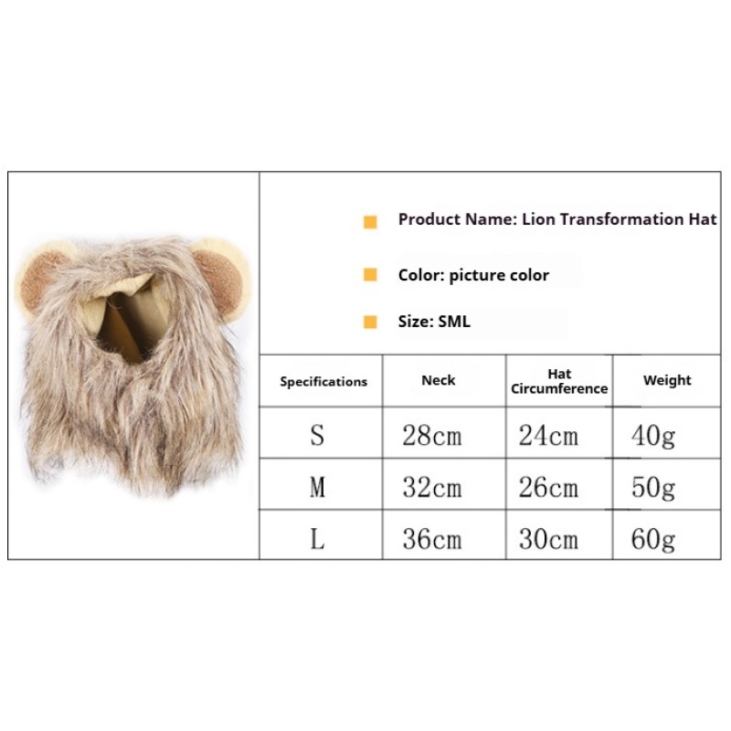 Pet Headgear Manufacturer - Hot-selling Cute Lion Transformation Maned Wig Hats