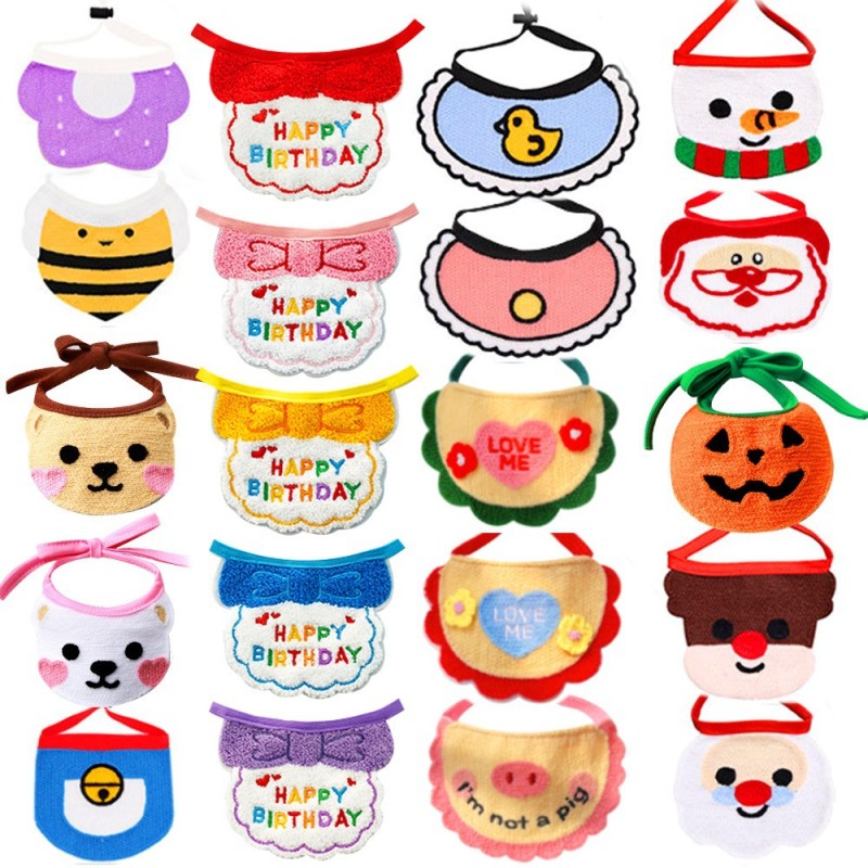 Pet Scarf Supplier - Christmas Birthday Style Elegant Floral Triangle Plush Material