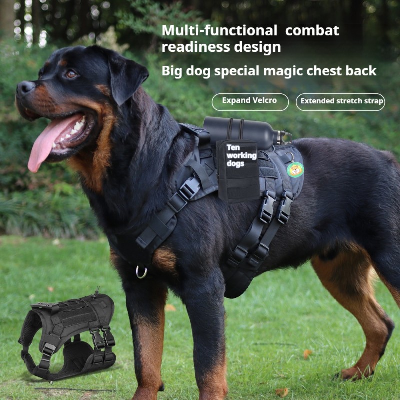Dog Harness Supplier - Multi-Functional Tactical Vest-Style Oxford Material Heavy Duty