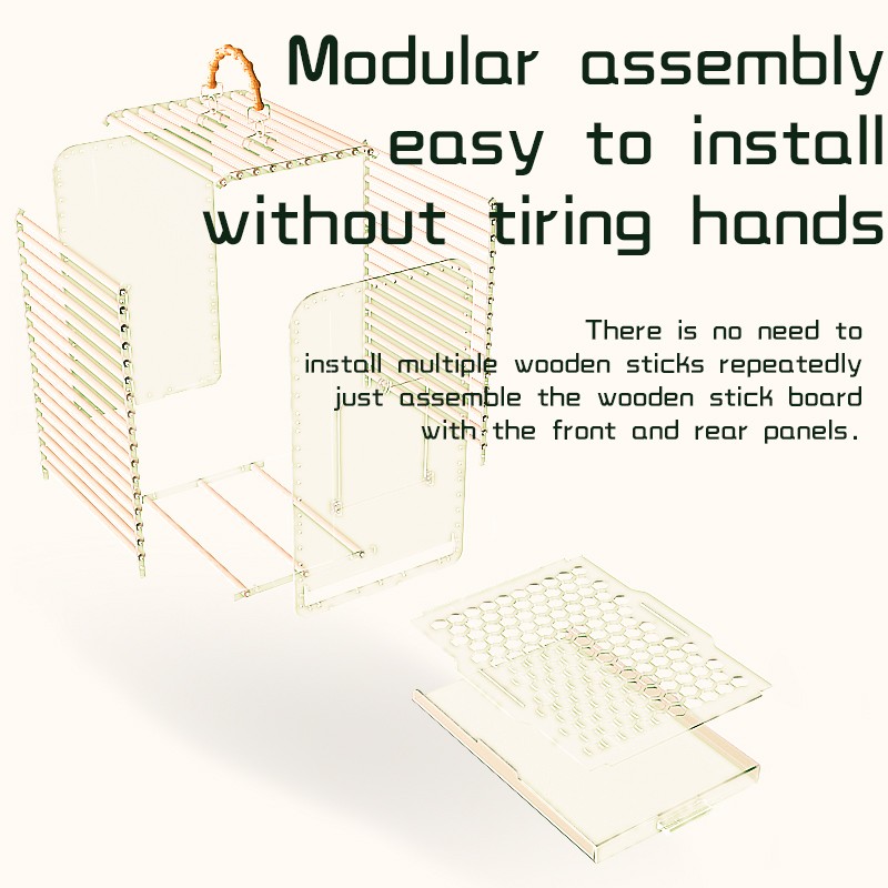 Portable Parrot Cage Manufacturer - Acrylic Takeout Hanging Bamboo