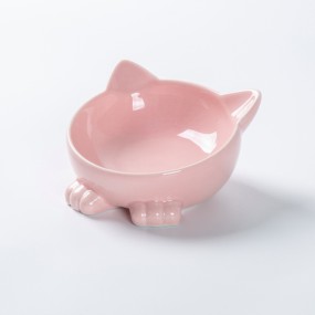 Ceramic Pet Feeder Supplier - High Quality Creative Cat Shape Fashion Design Durable