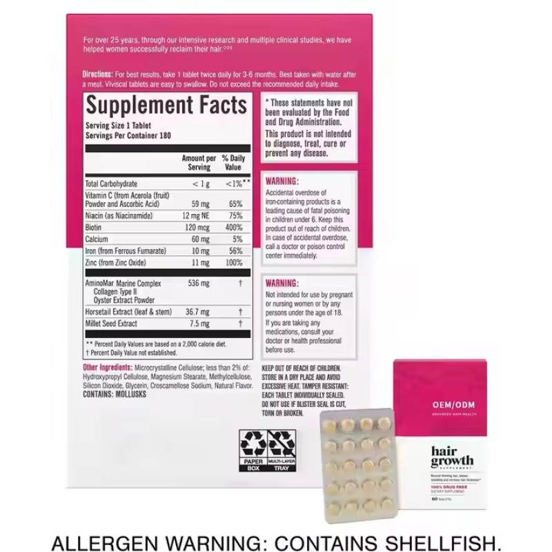 Adult Hair Growth Tablets Factory - OEM Best Selling Promotes Thicker Healthier Hair