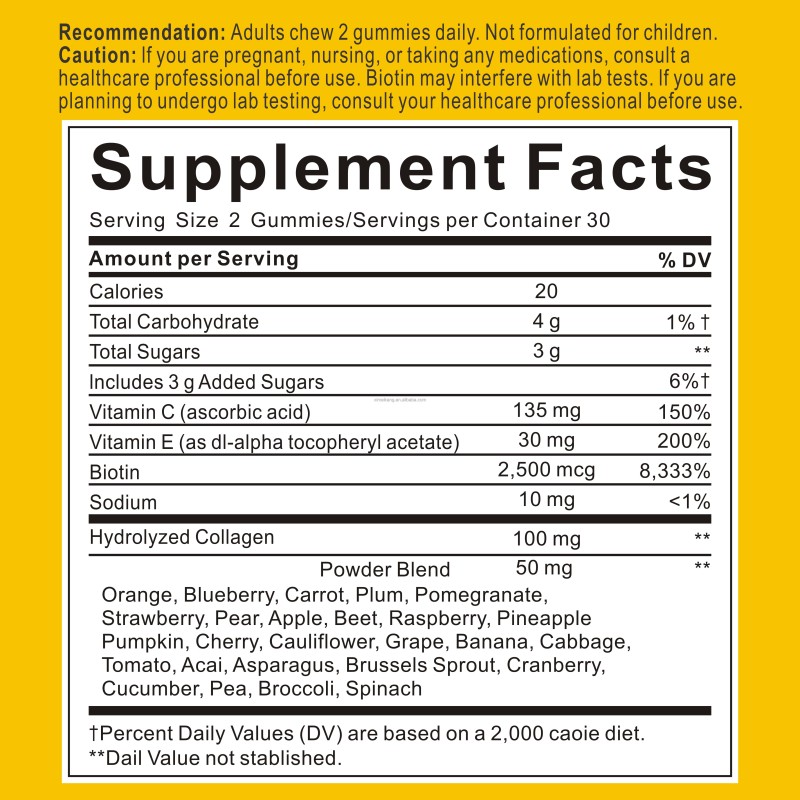 Sugar Free Collagen Gummies Factory - Premium with Biotin Magnesium Healthy Hair Support