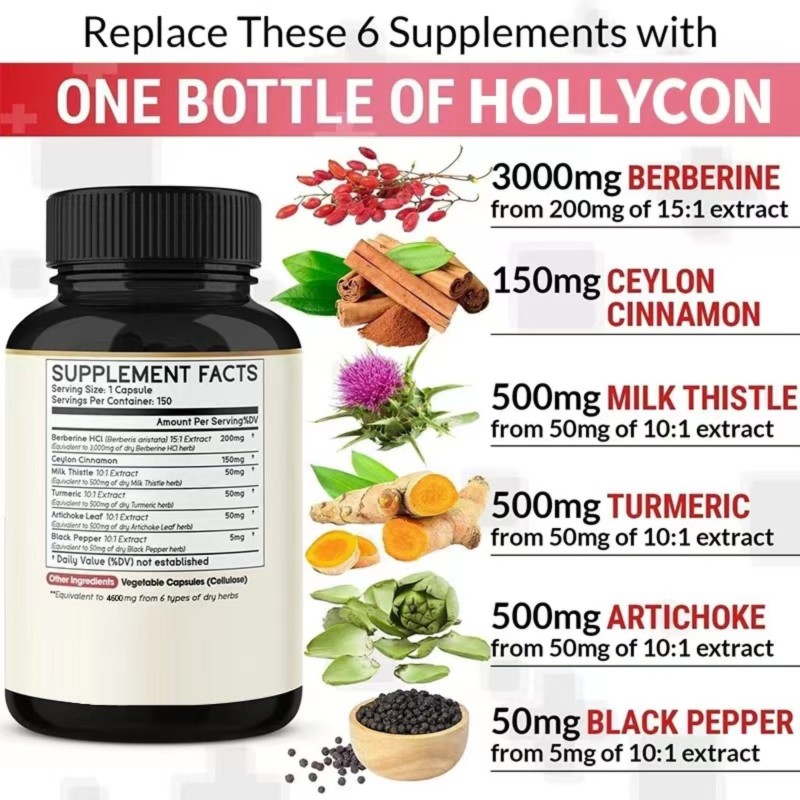 Berberine Capsules Factory - Own Brand Vegetarian Supplement Weight Management Digestion