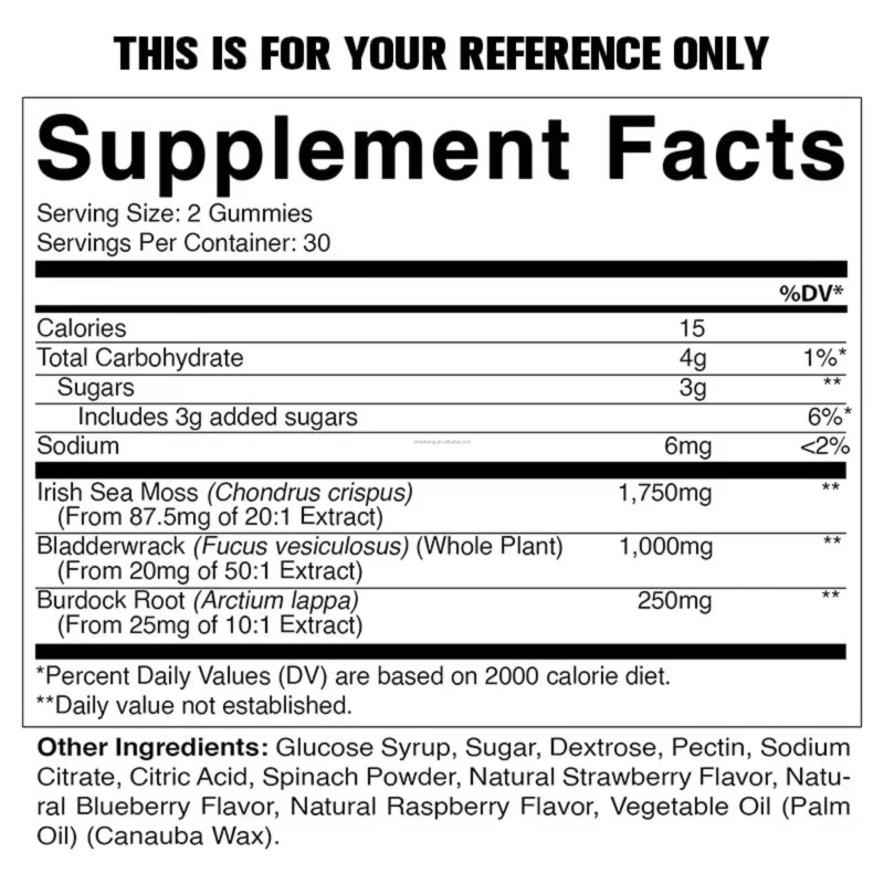 Organic Burdock Gummies Supplier - Wholesale 100% Natural Gut Health Sea Moss Complex