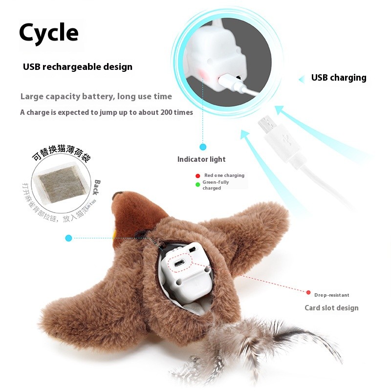 Smart Pet Toy Manufacturer - 2025 Sparrow USB Charging Simulation Animal Call Vibration
