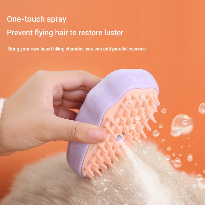 Pet Grooming Comb Manufacturer - 3-in-1 Steamy ABS TPR Hair Remover Spray Brush