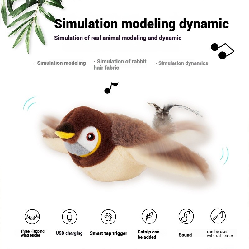 Smart Pet Toy Manufacturer - 2025 Sparrow USB Charging Simulation Animal Call Vibration