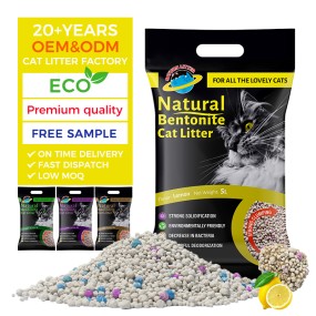 Clay Cat Litter Supplier - Multifunctional Lemon Flavored Bentonite Colorful Dust Free