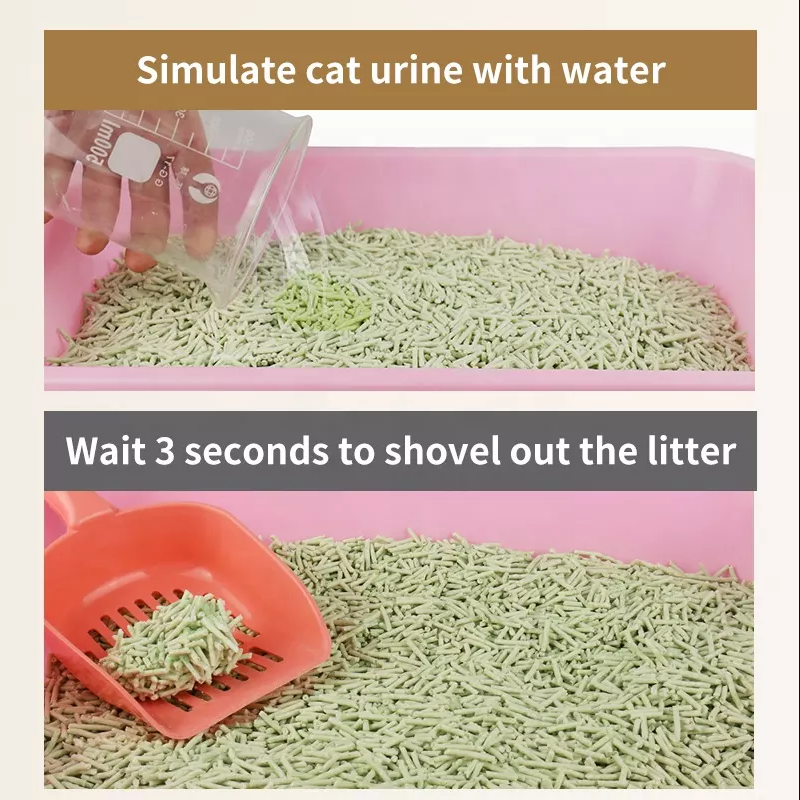 Natural Tofu Cat Litter Supplier - Apple Lemon Scent Strip Shape Edible Plant Flushable